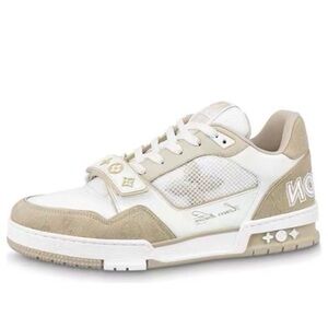 Louis Vuitton Trainer 'Velcro Strap - Beige Monogram Flowers'.
